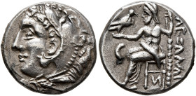 LOWER DANUBE. Uncertain tribe. 3rd century BC. Drachm (Silver, 16 mm, 3.00 g, 12 h), imitating Alexander III of Macedon. Head of Herakles to left, wea...