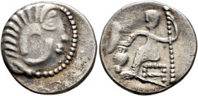 LOWER DANUBE. Uncertain tribe. Circa 2nd-1st centuries BC. Drachm (Silver, 19 mm, 3.16 g, 12 h), imitating Alexander III of Macedon. Celticized head o...