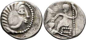 LOWER DANUBE. Uncertain tribe. Circa 2nd-1st centuries BC. Drachm (Silver, 19 mm, 2.91 g, 12 h), imitating Alexander III of Macedon. Celticized head o...