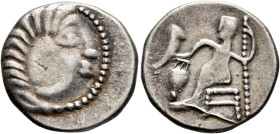 LOWER DANUBE. Uncertain tribe. Circa 2nd-1st centuries BC. Drachm (Silver, 18 mm, 3.18 g, 12 h), imitating Alexander III of Macedon. Celticized head o...