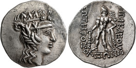 LOWER DANUBE. Imitations of Thasos. Late 2nd-1st century BC. Tetradrachm (Silver, 32 mm, 16.00 g). Head of Dionysos to right, wearing ivy wreath and t...