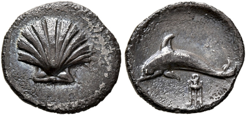 CALABRIA. Tarentum. Circa 325-280 BC. Litra (Silver, 11 mm, 0.66 g, 6 h). Scallo...