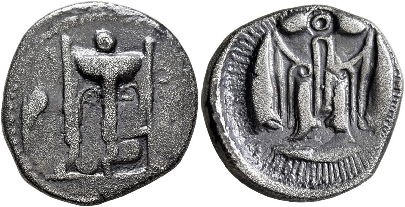 BRUTTIUM. Kroton. Circa 480-430 BC. Didrachm or Nomos (Silver, 22 mm, 7.24 g, 4 ...