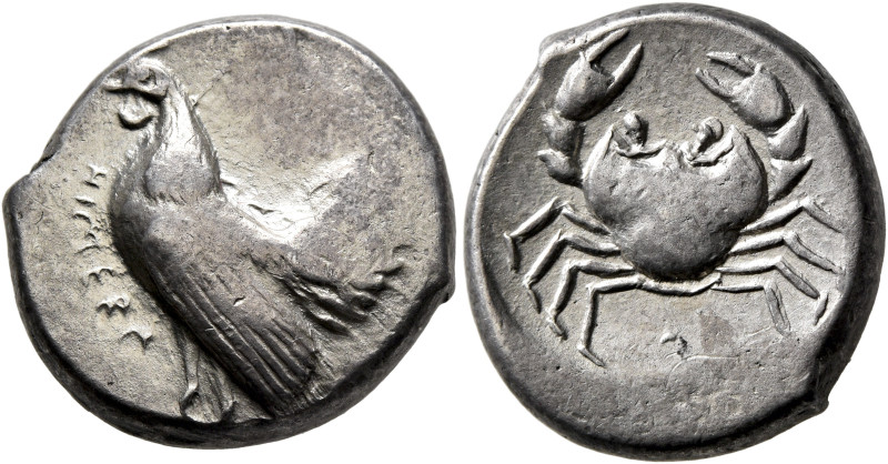 SICILY. Himera. 483/2-472 BC. Didrachm (Silver, 20 mm, 8.60 g, 5 h). HIMERA Roos...