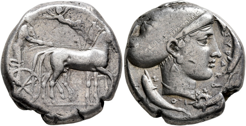 SICILY. Syracuse. Second Democracy, 466-405 BC. Tetradrachm (Silver, 23 mm, 17.1...