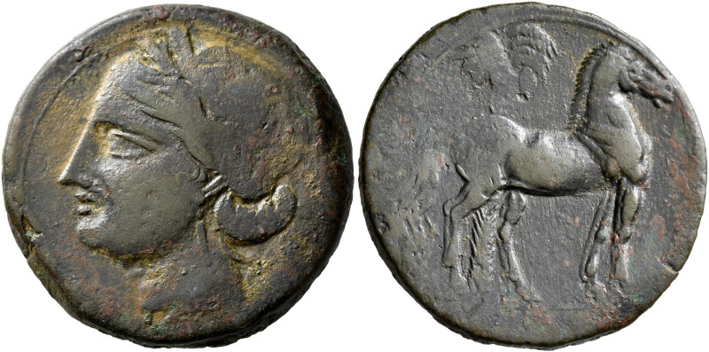 CARTHAGE. Second Punic War. Circa 220-215 BC. Trishekel (Bronze, 30 mm, 17.79 g,...