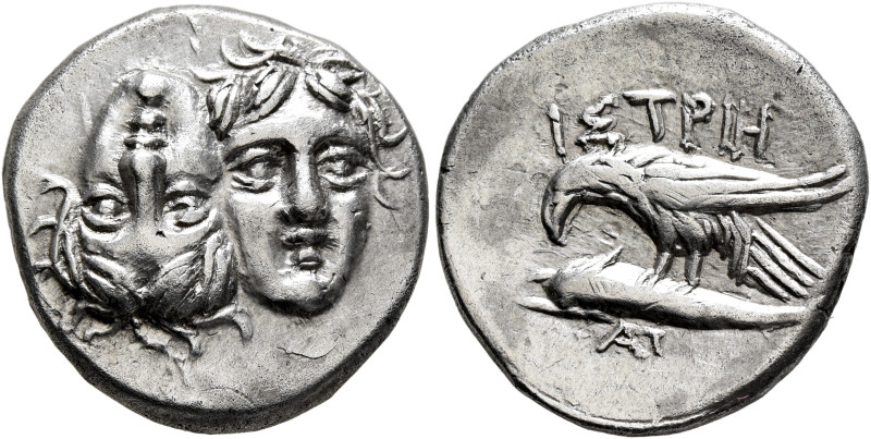 MOESIA. Istros. Circa 313-280 BC. Drachm (Silver, 19 mm, 5.21 g, 6 h). Two facin...