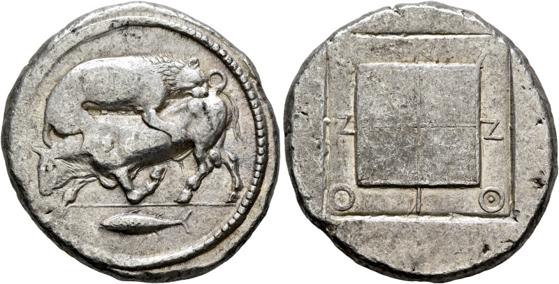 MACEDON. Akanthos. Circa 440-430 BC. Tetradrachm (Silver, 29 mm, 17.45 g, 11 h)....