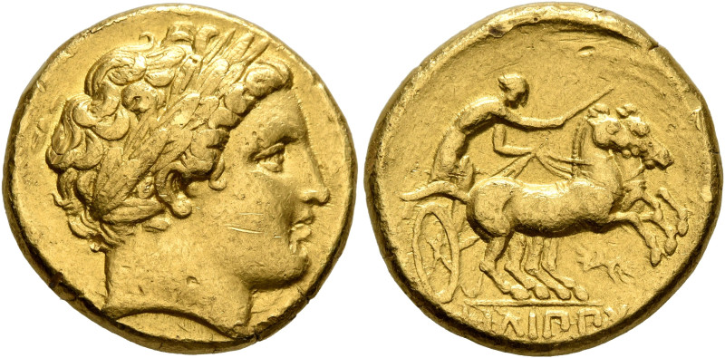 KINGS OF MACEDON. Philip II, 359-336 BC. Stater (Gold, 19 mm, 8.53 g, 6 h), Pell...