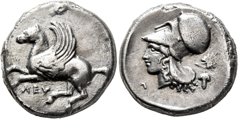 AKARNANIA. Leukas. Circa 400-375 BC. Stater (Silver, 20 mm, 7.81 g, 2 h). ΛΕΥ Pe...