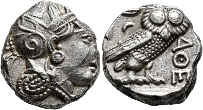 ATTICA. Athens. Circa 393-355 BC. Tetradrachm (Silver, 20 mm, 17.22 g, 7 h). Hea...