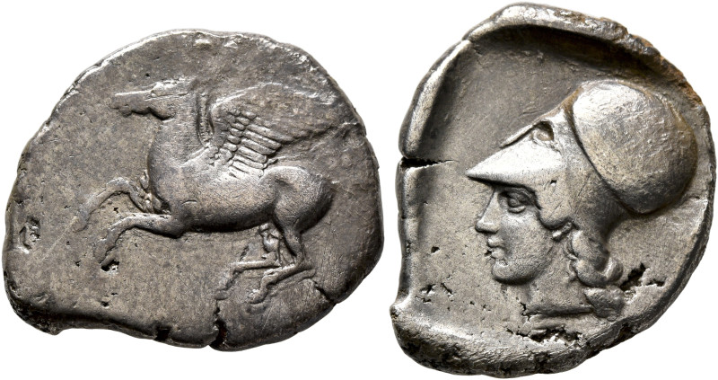 CORINTHIA. Uncertain colony. Circa 375-300 BC. Stater (Silver, 25 mm, 8.18 g, 9 ...