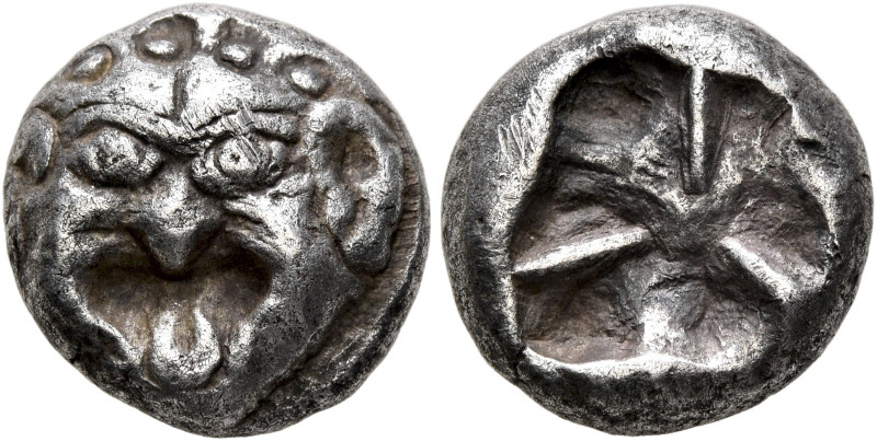 MYSIA. Parion. 5th century BC. Drachm (Silver, 12 mm, 3.89 g). Facing gorgoneion...