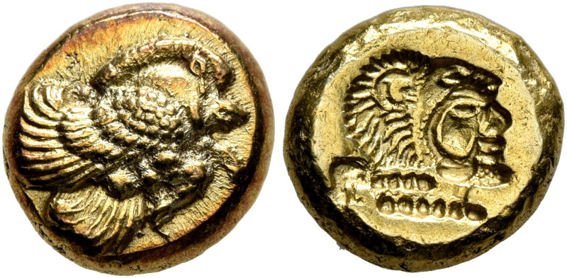 LESBOS. Mytilene. Circa 521-478 BC. Hekte (Electrum, 11 mm, 2.58 g, 9 h). Forepa...