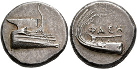 LYCIA. Phaselis. 4th century BC. Stater (Silver, 21 mm, 10.48 g, 3 h). Prow of galley right. Rev. ΦAΣH Stern of galley left. Heipp-Tamer Series 6, 74-...