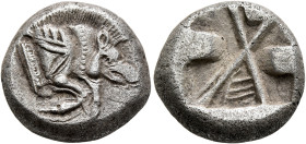 DYNASTS OF LYCIA. Uncertain dynast, circa 500-480 BC. Stater (Silver, 19 mm, 9.08 g, 12 h). &#66189;&#66182; Forepart of a charging boar to right. Rev...