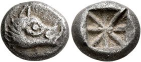 DYNASTS OF LYCIA. Uncertain dynast, circa 500-480 BC. Tetrobol or Third Stater (Silver, 12 mm, 2.85 g). Head of a boar to right. Rev. Incuse square wi...