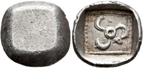 DYNASTS OF LYCIA. Uncertain dynast, late 5th-early 4th centuries BC. 1/3 Stater (Silver, 16 mm, 2.08 g). Blank. Rev. Triskeles in dotted square border...