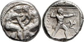 PAMPHYLIA. Aspendos. Circa 415/0-400 BC. Stater (Silver, 21 mm, 10.88 g, 12 h). Two nude wrestlers, standing and grappling with each other. Rev. [Ε]ΣΤ...