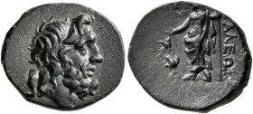 PAMPHYLIA. Attaleia. 2nd-1st century BC. AE (Bronze, 17 mm, 2.93 g, 12 h). Head of Poseidon to right. Rev. [ATT]AΛEΩN Poseidon standing front, head to...