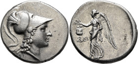 PAMPHYLIA. Side. Circa 205-100 BC. Tetradrachm (Silver, 30 mm, 16.94 g, 11 h), Dein(o)..., magistrate, circa 205-190. Head of Athena to right, wearing...