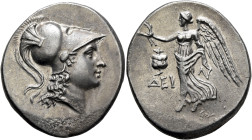 PAMPHYLIA. Side. Circa 205-100 BC. Tetradrachm (Silver, 31 mm, 17.28 g, 12 h), Dein(o)..., magistrate, circa 205-190. Head of Athena to right, wearing...