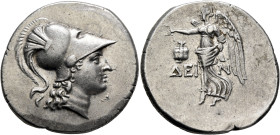 PAMPHYLIA. Side. Circa 205-100 BC. Tetradrachm (Silver, 33 mm, 16.84 g, 12 h), Dein(o)..., magistrate, circa 205-190. Head of Athena to right, wearing...