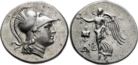 PAMPHYLIA. Side. Circa 205-100 BC. Tetradrachm (Silver, 32 mm, 16.87 g, 12 h), Dei(no)..., magistrate, circa 205-190. Head of Athena to right, wearing...