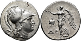 PAMPHYLIA. Side. Circa 205-100 BC. Tetradrachm (Silver, 30 mm, 16.91 g, 12 h), Dei(no)..., magistrate, circa 205-190. Head of Athena to right, wearing...