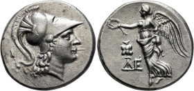 PAMPHYLIA. Side. Circa 205-100 BC. Tetradrachm (Silver, 30 mm, 16.91 g, 12 h), Dei(no)..., magistrate, circa 205-190. Head of Athena to right, wearing...
