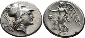 PAMPHYLIA. Side. Circa 205-100 BC. Tetradrachm (Silver, 30 mm, 16.77 g, 12 h), Di..., magistrate, circa 205-190. Head of Athena to right, wearing cres...