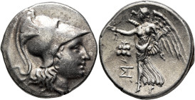 PAMPHYLIA. Side. Circa 205-100 BC. Tetradrachm (Silver, 29 mm, 16.96 g, 12 h), St..., magistrate, circa 205-190. Head of Athena to right, wearing cres...