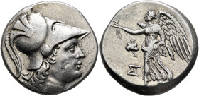 PAMPHYLIA. Side. Circa 205-100 BC. Tetradrachm (Silver, 27 mm, 16.94 g, 12 h), St..., magistrate, circa 205-190. Head of Athena to right, wearing cres...