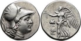 PAMPHYLIA. Side. Circa 205-100 BC. Tetradrachm (Silver, 27 mm, 16.90 g, 12 h), St..., magistrate, circa 205-190. Head of Athena to right, wearing cres...