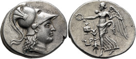 PAMPHYLIA. Side. Circa 205-100 BC. Tetradrachm (Silver, 31 mm, 16.74 g, 12 h), uncertain magistrate, circa 205-190. Head of Athena to right, wearing c...