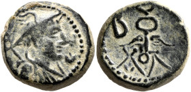 KINGS OF GALATIA. Amyntas, 39-25 BC. AE (Bronze, 18 mm, 6.27 g, 6 h). Draped bust of Hermes to right, wearing petasos and with kerykeion over his left...
