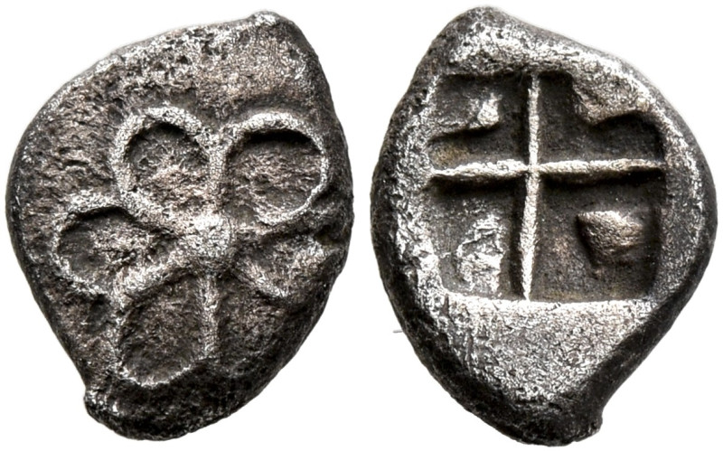 ASIA MINOR. Uncertain. 5th century BC. Hemiobol (Silver, 9 mm, 0.49 g). Stylized...