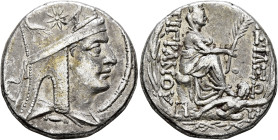 KINGS OF ARMENIA. Tigranes II ‘the Great’, 95-56 BC. Tetradrachm (Silver, 25 mm, 15.84 g, 1 h), Antiochia on the Orontes (?), circa 80-68. Draped bust...