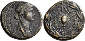 KINGS OF COMMAGENE. Iotape, 38-72. Oktachalkon (Orichalcum, 25 mm, 13.14 g, 2 h), Samosata, circa 54-65. [BAΣΙΛΙΣΣA IΩT]AΠH ΦΙΛΑΔΕΛΦΟΣ Diademed and dr...