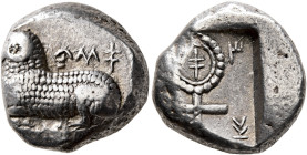 CYPRUS. Salamis. Phausis (?), circa 480-460 BC. Stater (Silver, 19 mm, 11.08 g, 9 h). [&#67614;&#67588;&#67626;/[&#67625;&#67587; ('pa-u-si/se-o' in C...