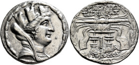 SYRIA, Seleukis and Pieria. Seleukeia Pieria. 105/4-83/2 BC. Tetradrachm (Silver, 29 mm, 13.67 g, 1 h), CY 10 = 100/99. Turreted, veiled and draped bu...