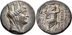 SYRIA, Seleukis and Pieria. Laodicea ad Mare. 78/7-17/6 BC. Tetradrachm (Silver, 26 mm, 15.22 g, 12 h), CY 15 = 67/6. Turreted, veiled and draped bust...