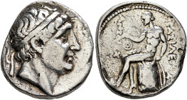 SELEUKID KINGS. Antiochos I Soter, 281-261 BC. Tetradrachm (Silver, 25 mm, 16.70 g, 6 h), Aï Khanoum. Diademed head of Antiochos I to right. Rev. BAΣI...