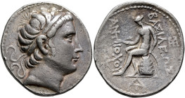 SELEUKID KINGS. Antiochos III ‘the Great’, 222-187 BC. Tetradrachm (Silver, 29 mm, 17.06 g, 6 h), Seleukeia on the Tigris, circa 211/0. Diademed head ...
