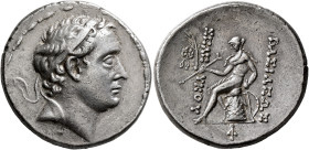 SELEUKID KINGS. Seleukos IV Philopator, 187-175 BC. Tetradrachm (Silver, 28 mm, 17.31 g, 12 h), Antiochia on the Orontes. Diademed head of Seleukos IV...