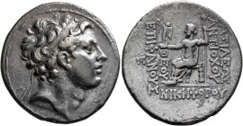 SELEUKID KINGS. Antiochos IV Epiphanes, 175-164 BC. Tetradrachm (Silver, 32 mm, 16.11 g, 12 h), Antiochia on the Orontes, circa 168-164. Diademed head...