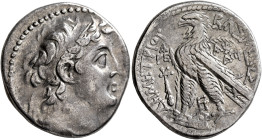 SELEUKID KINGS. Demetrios II Nikator, second reign, 129-126/5 BC. Tetradrachm (Silver, 29 mm, 14.00 g, 12 h), Tyre, SE 184 = 129/8. Diademed and drape...
