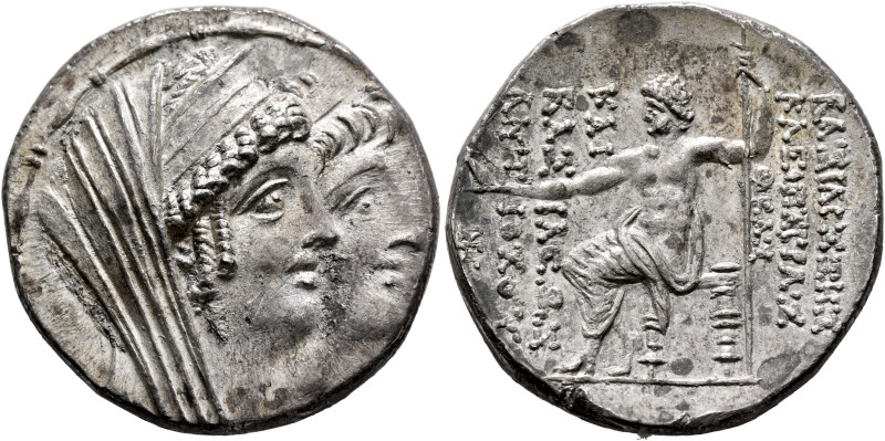 SELEUKID KINGS. Kleopatra Thea & Antiochos VIII, 126/5-121/0 BC. Tetradrachm (Si...