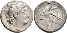 SELEUKID KINGS. Antiochos VIII Epiphanes (Grypos), 121/0-97/6 BC. Tetradrachm (Silver, 27 mm, 13.49 g, 12 h), Ptolemaic standard, Askalon, SE 194 = 11...