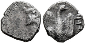 JUDAEA, Achaemenid Province (Yehud). Circa 375-332 BCE. Half Gerah (Silver, 7 mm, 0.32 g, 12 h). Bearded head of the Persian Great King to right, wear...